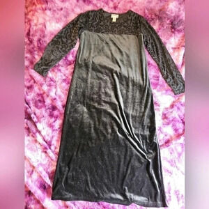 Diane Von Furstenberg DVF Vintage Black Velvet Burnout Maxi Dress Size L